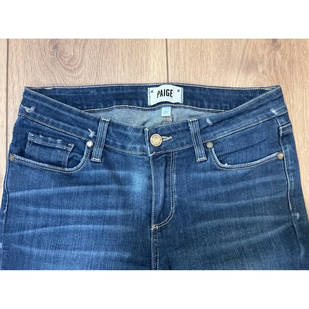 Paige Skyline Ankle Peg Jeans Womens 27 Dark Wash Blue Slim Fit Denim 28 Inseam